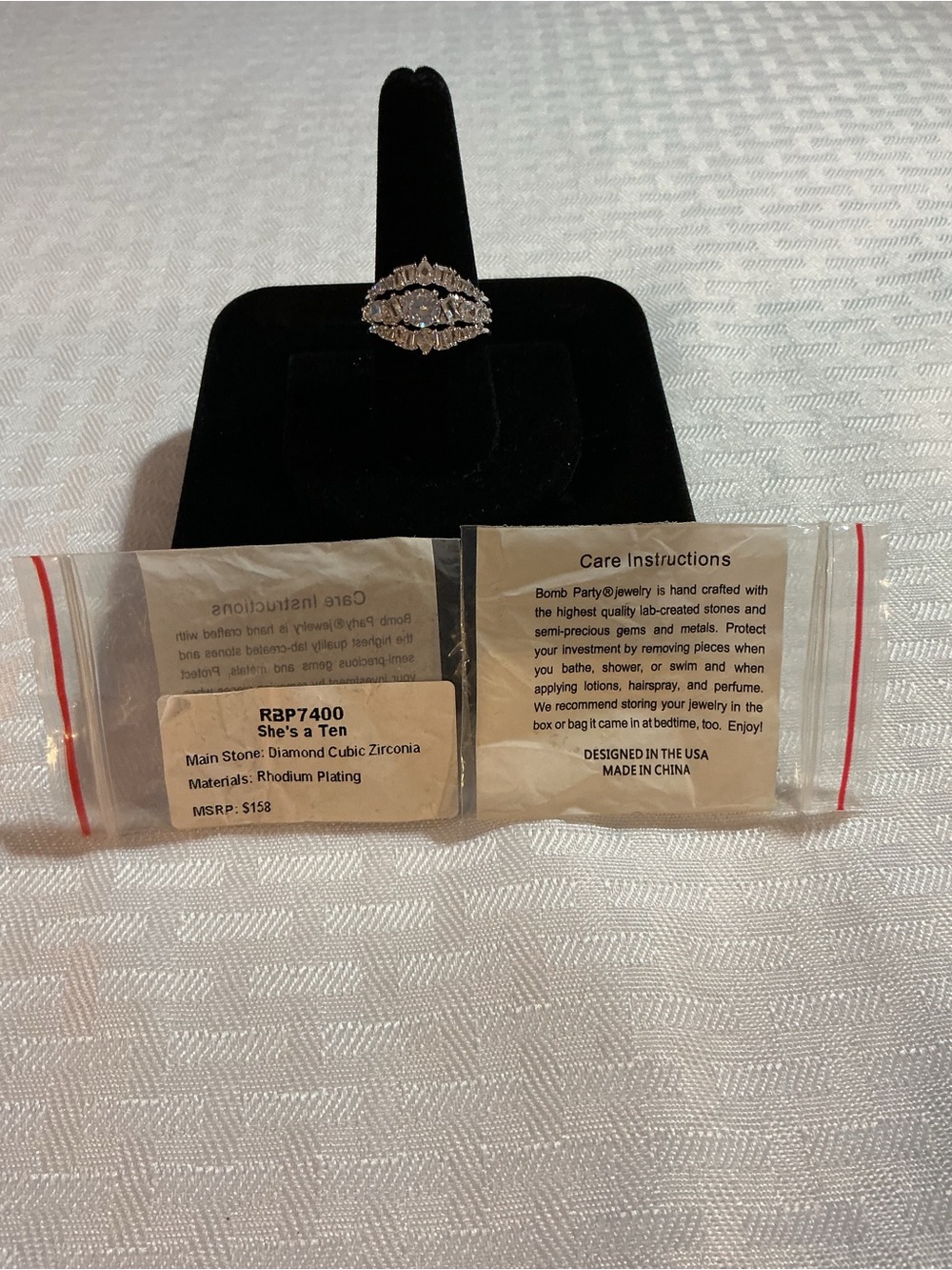Bomb Party “She’s A Ten” Diamond Cubic Zirconia Rhodium Plated Rings